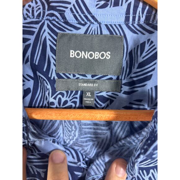 Bonobos Button Up XL Blue Tropical Palm Print Long Sleeve Standard Fit - Picture 7 of 12